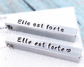 Encouragement gifts Strength necklace Elle est forte New beginnings gift Empowering jewelry Cheer up gift Warrior necklace Strong woman