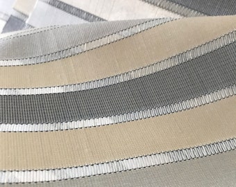 Shades of Grey Striped Rayon Upholstery Fabric - Medium Weight - Home Decor - Fashion - Accessories - Grey and Ivory - Interior Design