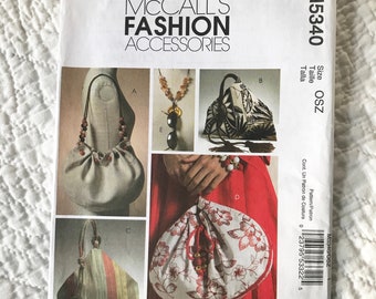 McCall's Fashion Accessories Pattern M5340 - New, Uncut, Unused - 4 Handbags - No-Sew Necklace -Fashion Accessories  - Purses