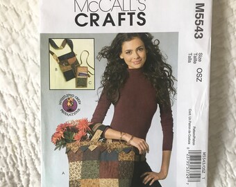 McCall's Crafts Pattern M5543 - New, Uncut, Unused - 3 Bag Styles - Fashion Accessories - Tote - Purses