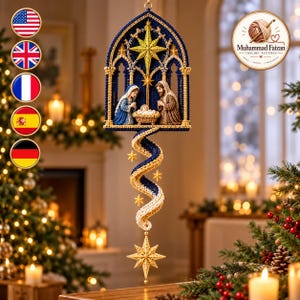 Nativity Wind Spinner Crochet Pattern, Gothic Cathedral, Star of Bethlehem (PDF Download)