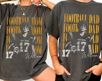 Camiseta personalizada para mamá y papá futbolistas, camiseta personalizada con foto del jugador, camiseta para graduados de 2027, camiseta para el día del partido de fútbol americano en familia, regalo para mamás orgullosas de futbolistas