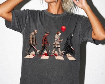 Vintage Horror Icons Shirt, Halloween Slasher Movie Tee, Classic Horror Characters T-Shirt, Spooky Season Graphic Tee, Horror Fan Gift