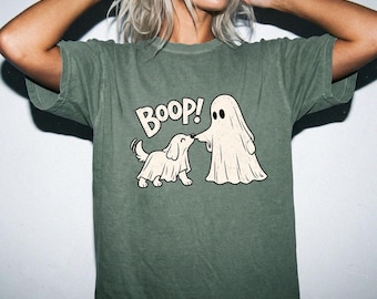 Camiseta de perro Ghost Boop, camiseta divertida de Halloween para perros, camiseta de cachorro fantasma adorable, camiseta de temporada espeluznante, regalo para mamás perrunas, camiseta para amantes de los perros de Halloween