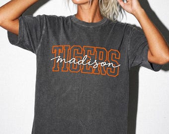 Camiseta personalizada con el espíritu escolar, camiseta personalizada con el nombre del equipo, camiseta universitaria, camiseta para el día del partido, regalo personalizado para el equipo con la mascota.