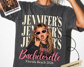 Camiseta personalizada para despedida de soltera con foto, camiseta personalizada para el grupo de amigas, camiseta personalizada con nombre para la fiesta nupcial, regalo para despedida de soltera, camiseta para viaje de chicas