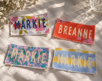 Personalized Fabric Name Place Cards for Weddings & Events