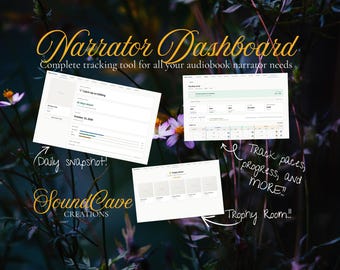 Narrator Dashboard - Audiobook Narrator Business Management App | Project Tracking, Pacing, Earnings, Roster Tracker