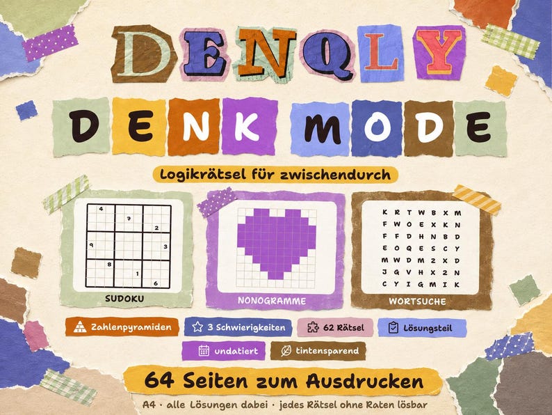Cover: DENK MODE – Rätselbuch, 64 Seiten