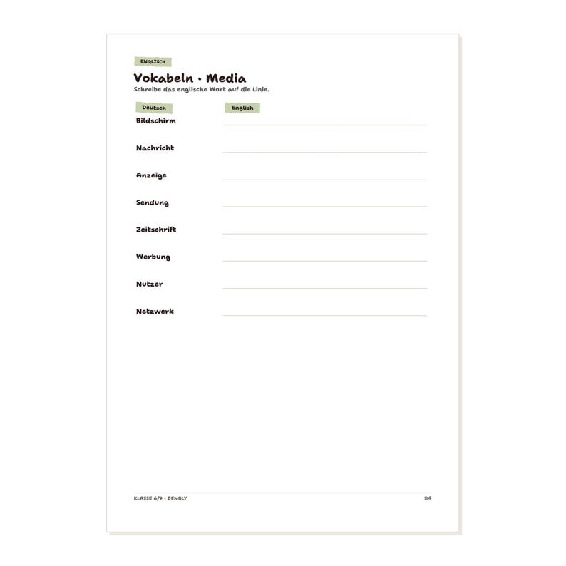 Übungsheft Klasse 6 und 7 PDF Mathe Deutsch Englisch Arbeitsblätter Bruchrechnen Grammatik Zeiten Mittelstufe Lernheft A4 – Seitenvorschau 5
