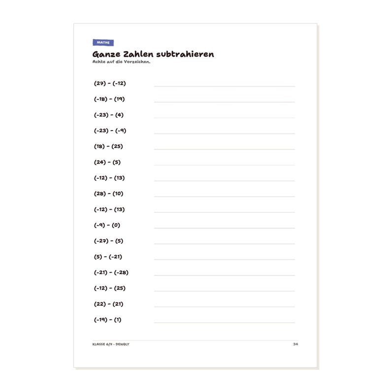 Übungsheft Klasse 6 und 7 PDF Mathe Deutsch Englisch Arbeitsblätter Bruchrechnen Grammatik Zeiten Mittelstufe Lernheft A4 – Seitenvorschau 2
