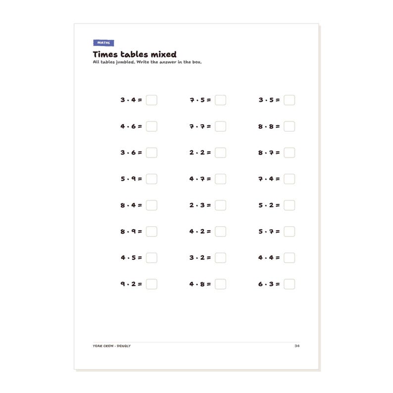 Year 3 and 4 Practice Book PDF Grade 2 3 Maths English German Workbook 100 Pages Printable Activity Sheets with Answers – Seitenvorschau 2