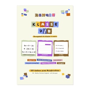 KLASSE 7/8 – Übungsheft Mathe, Deutsch, Englisch mit Lösungen