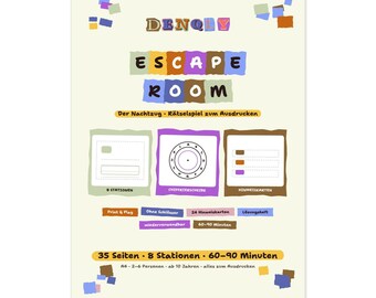 Escape Room printbaar: Nachttrein puzzelspel, mysteriespel. Download PDF voor spelavonden en verjaardagen.