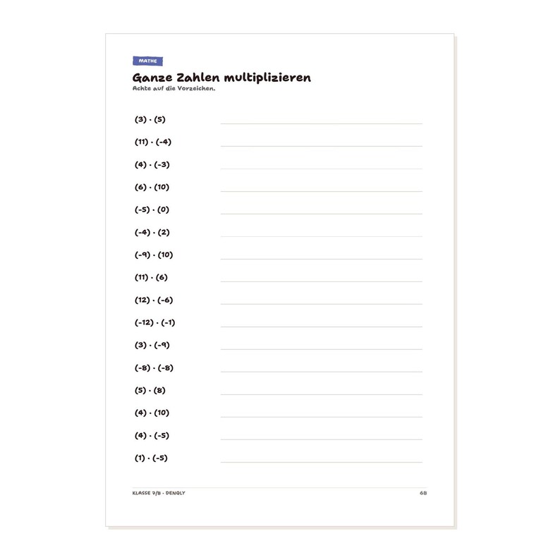 Übungsheft Klasse 7 8 PDF Mathe Deutsch Englisch Lernheft mit Lösungen Terme Gleichungen Grammatik Klassenarbeit Vorbereitung – Seitenvorschau 4