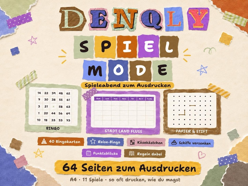 Cover: SPIEL MODE – Spieleabend zum Ausdrucken