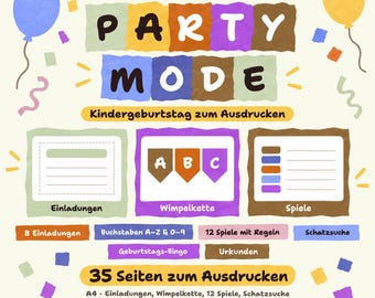 Kindergeburtstag Spiele zum Ausdrucken PDF | Schatzsuche, Deko & Planer Set | 35 Seiten Vorlagen zum Download