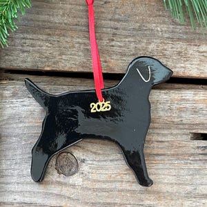 Black Labrador Retriever ornaments : Handmade ceramic Lab Christmas ornament, 2025 dog ornaments