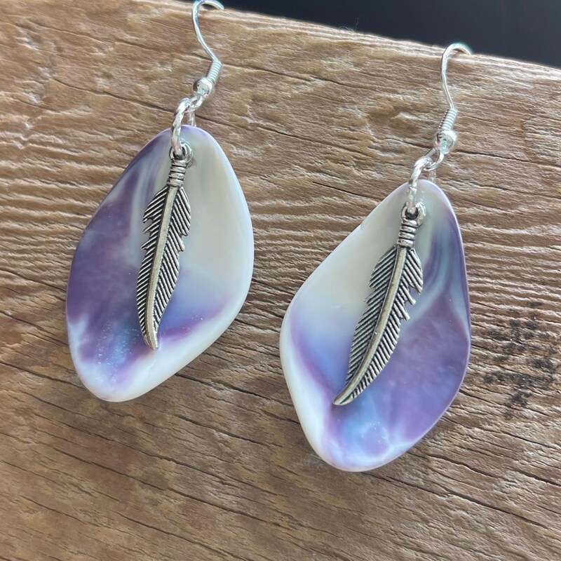 Purple Shell Earrings Etsy