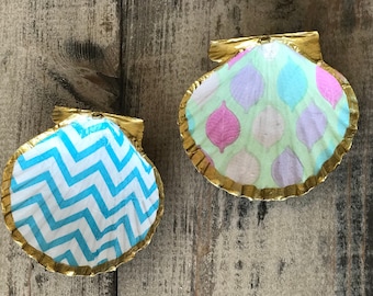 Decoupage shells, Small gift for Mom, Shell ring dishes, Friendship shell, Small Gift for friend, small Easter gift, small thank you gift