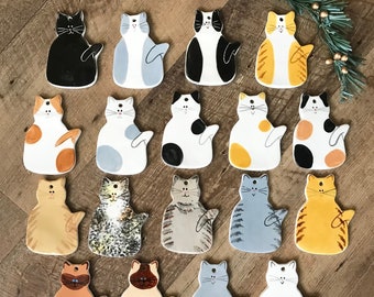 Cat Ornament, new kitten Ornament, handmade cat ornaments, Black cat ornament, Tabby cat Ornament, Gray Cat Ornament, tuxedo cat ornament