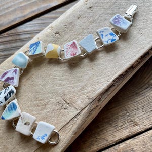 Sea Pottery Bracelet : Silver-Plated, China Shard Anniversary Gift