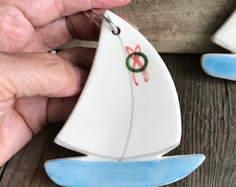 Sailboat Ornament 2024, nautical SAILBOAT Christmas Ornament, Nautical Ornament, Coastal Christmas decor, eco-friendly beach ornament