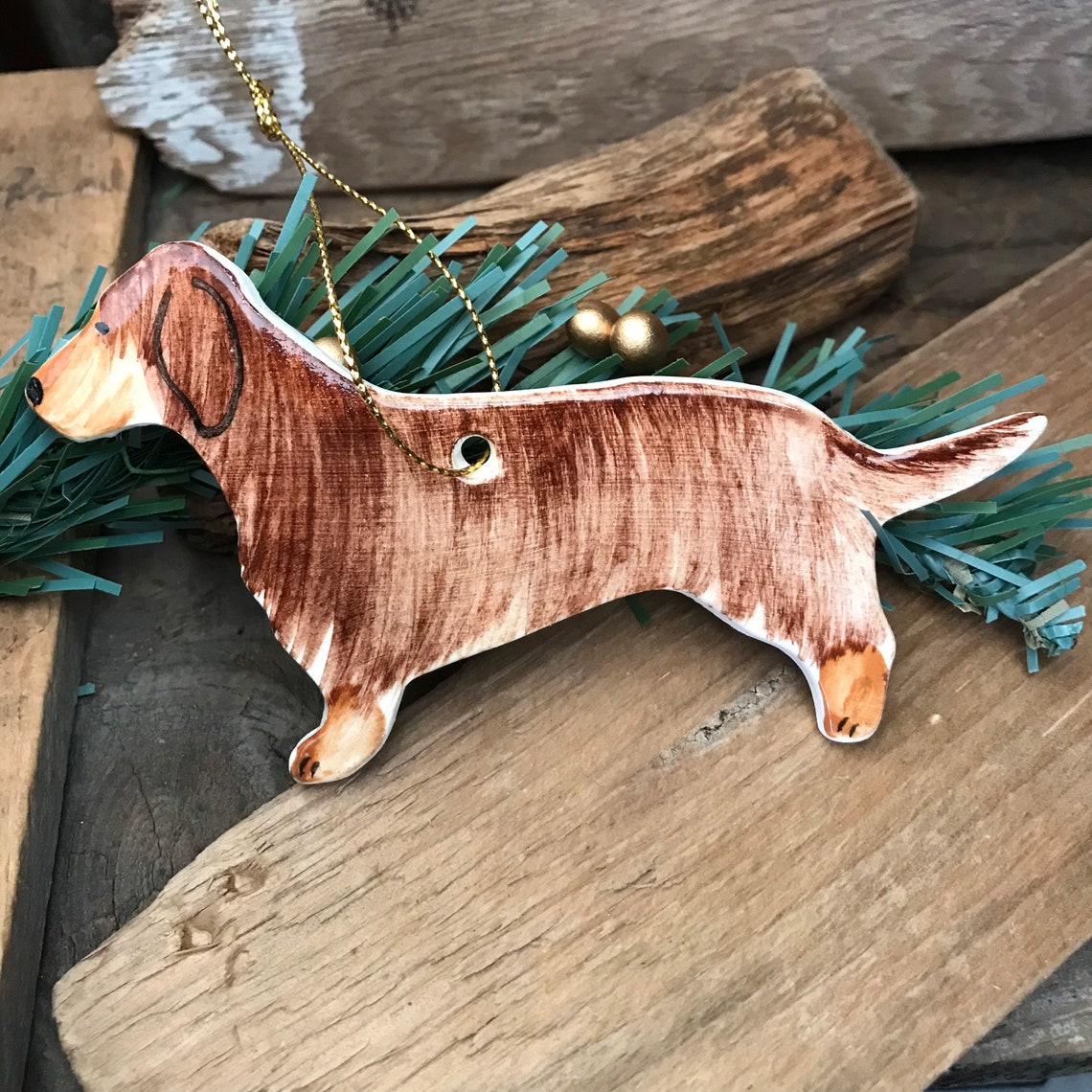 2021 Dachshund ornament Ceramic coated Dachshund ornaments Etsy