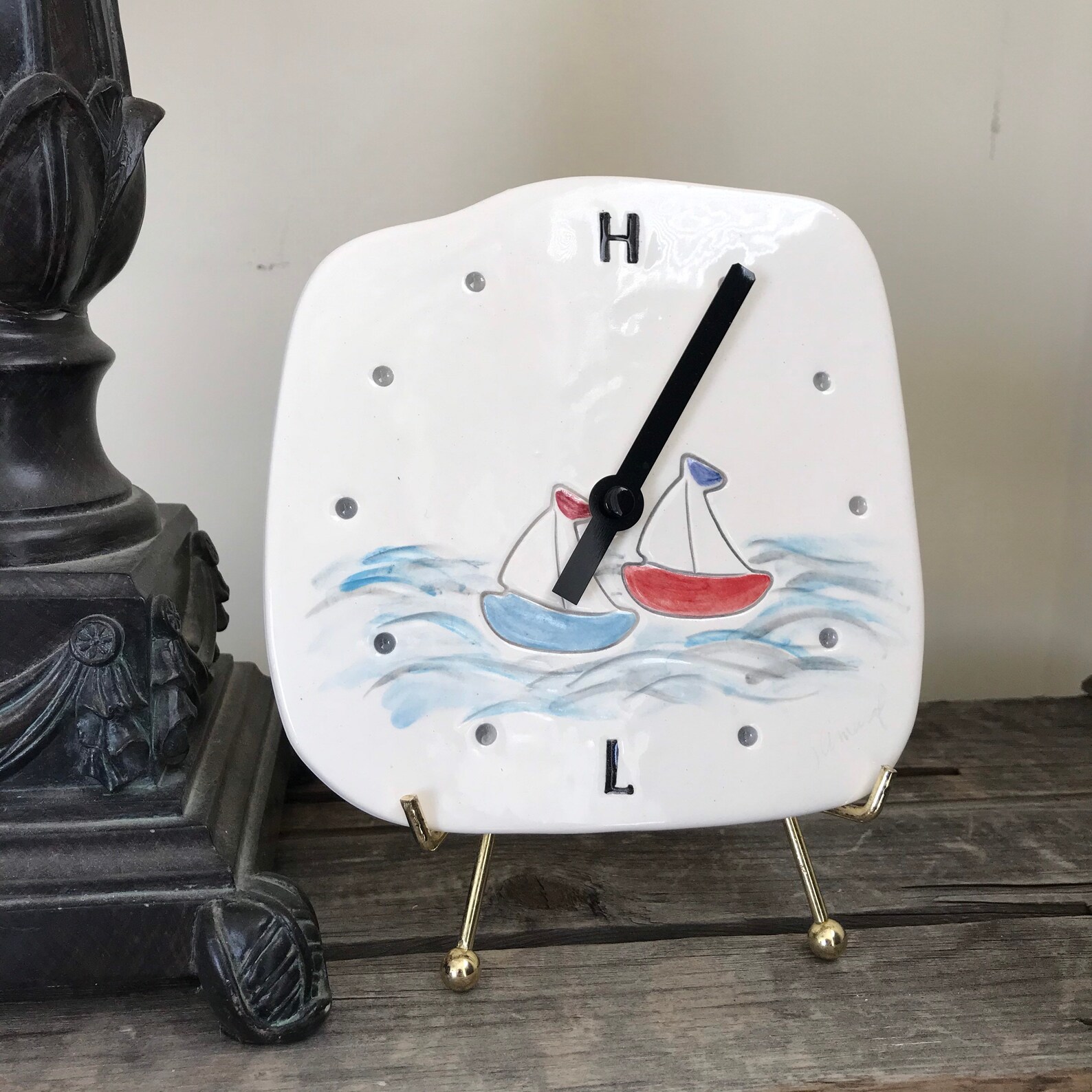 Tide Clocks Ceramic Tide Clock Sailboat Tide Clock Beach Etsy