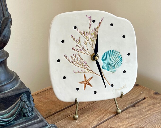 Starfish Seashell Clock, Ceramic Beach House Décor, Coastal Cottage ...