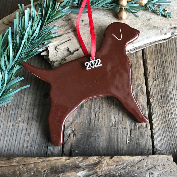 2022 Chocolate Lab Ornament Silver Lab Ornament Labrador Etsy
