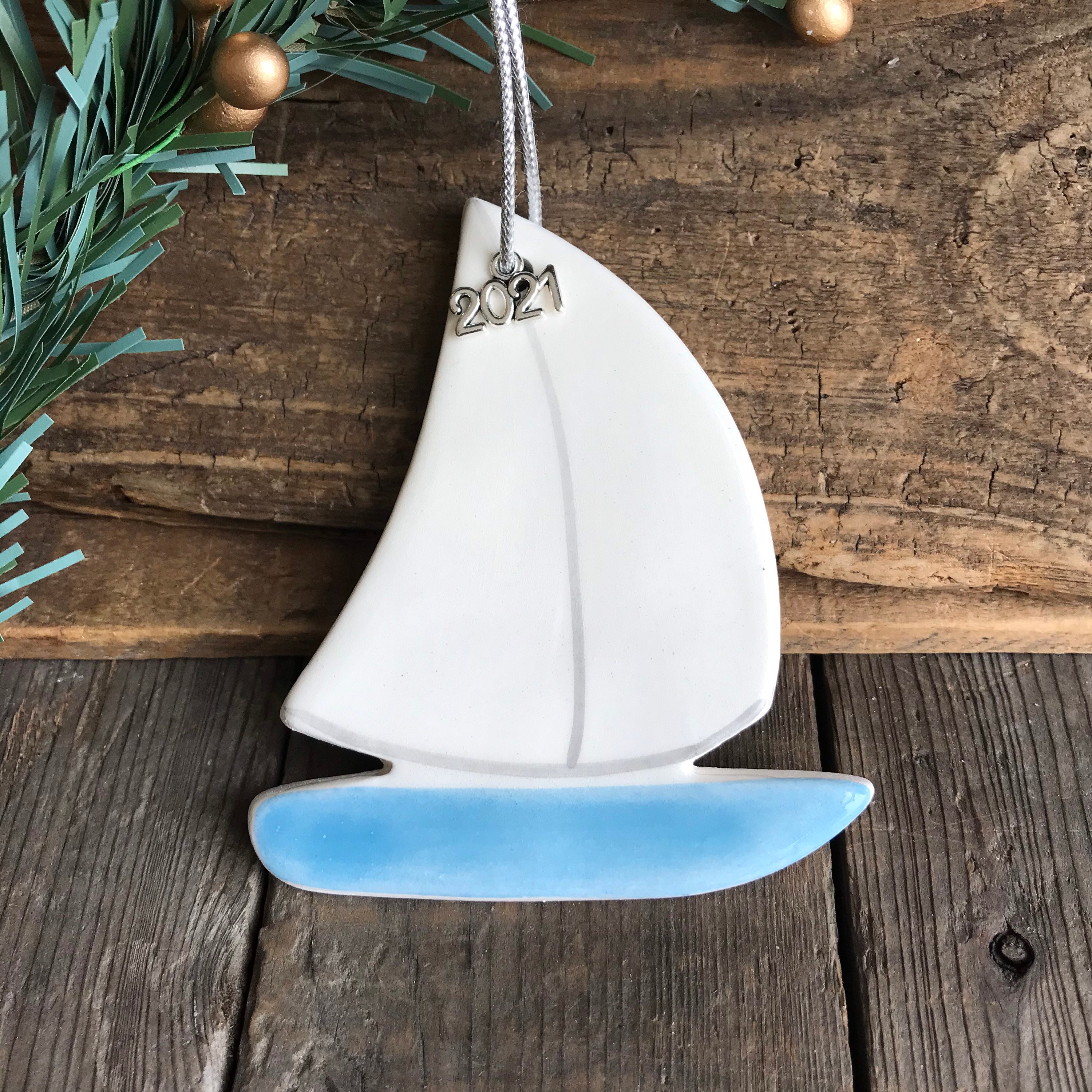 Sailboat Ornament 2021 nautical SAILBOAT Christmas Ornament Etsy