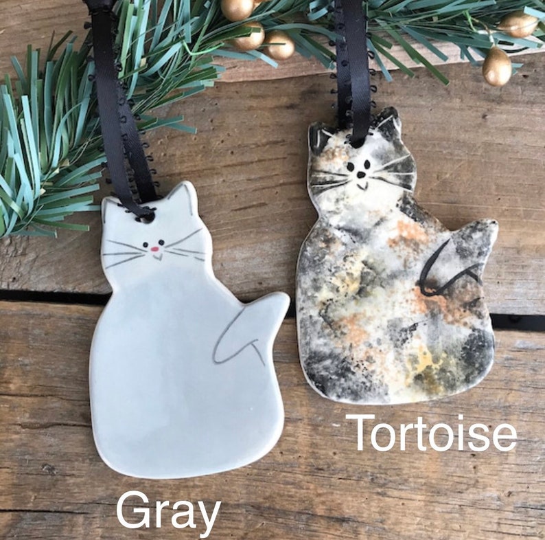 Cat Ornament, new kitten Ornament, handmade cat ornaments, Black cat ornament, Tabby cat Ornament, Gray Cat Ornament, tuxedo cat ornament image 5