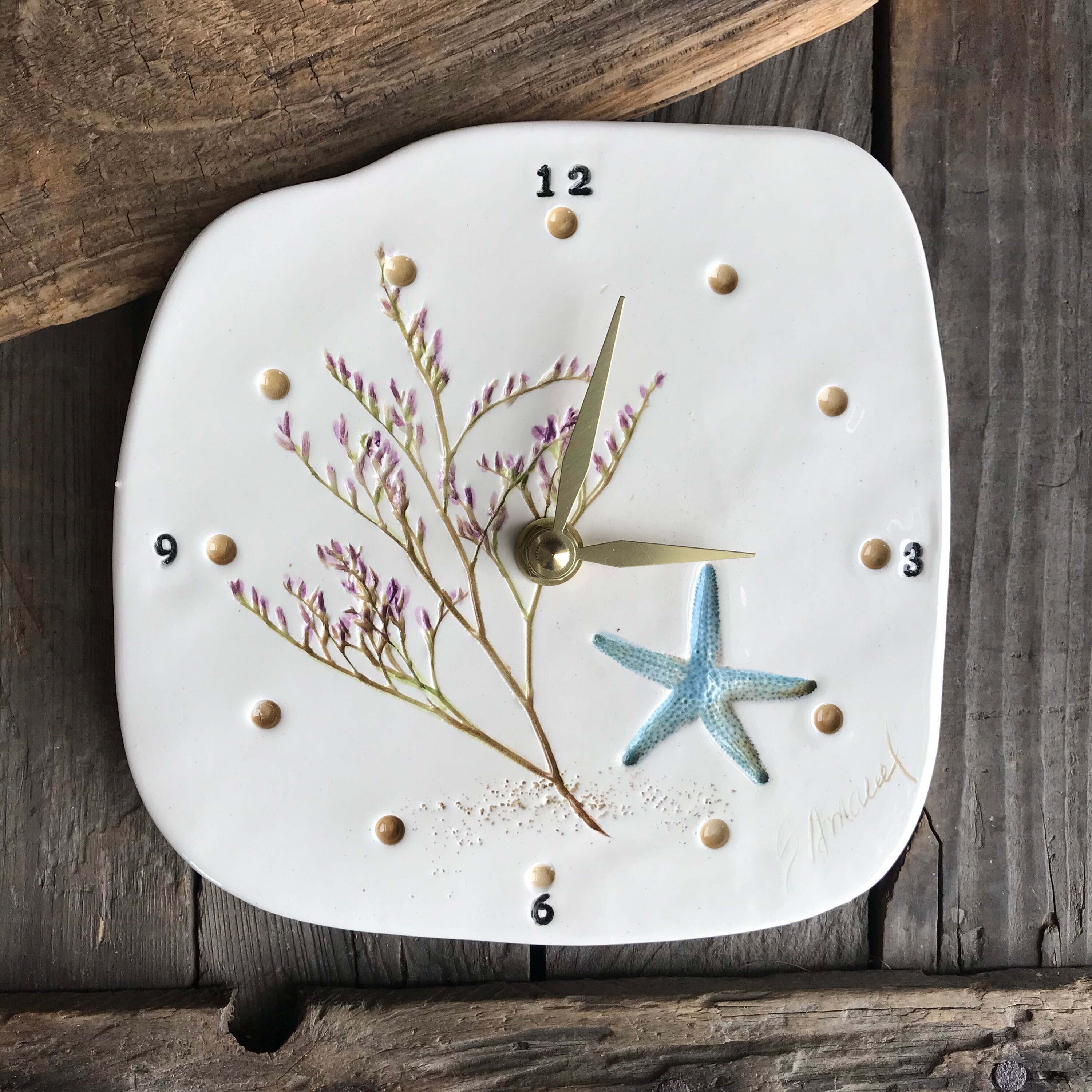 Seahorse Clock Handmade Ceramic seahorse clock Beach Pottery Etsy