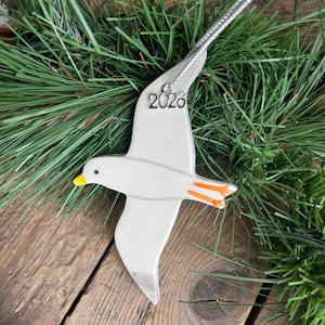 Ceramic Seagull Ornament : Ceramic Beach Christmas Tree decor, Cape Cod Vacation - 2026, Handmade pottery