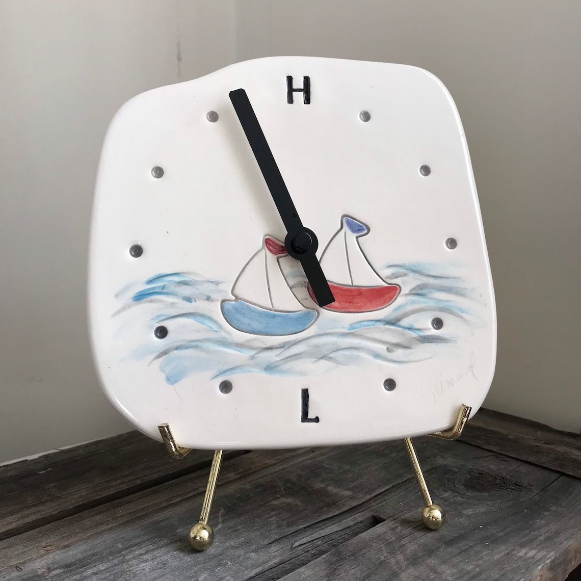 Tide Clocks Ceramic Tide Clock Sailboat Tide Clock Beach Etsy