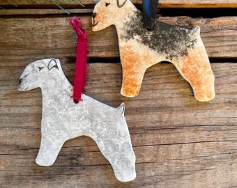 Schnauzer ornament : Handmade Ceramic Airedale Ornaments, Dog sympathy  gift