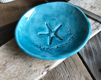 Starfish dish, blue starfish Bowl, Starfish Ring Dish, Beach house soap dish, Blue starfish spoon rest, starfish adoption gift,