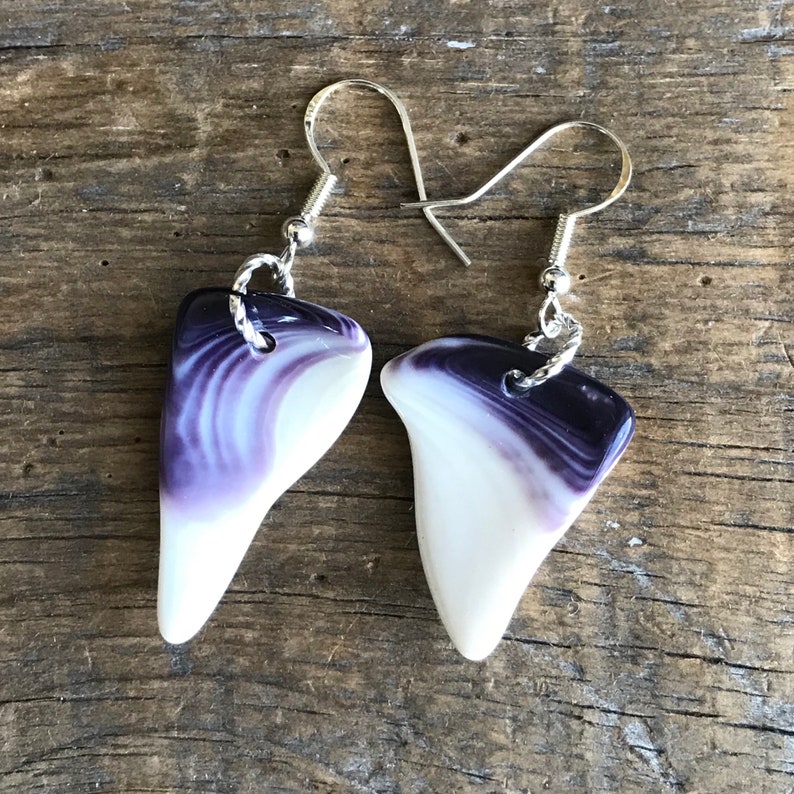 Striped Wampum Earrings cape cod wampum Jewelry Purple Etsy