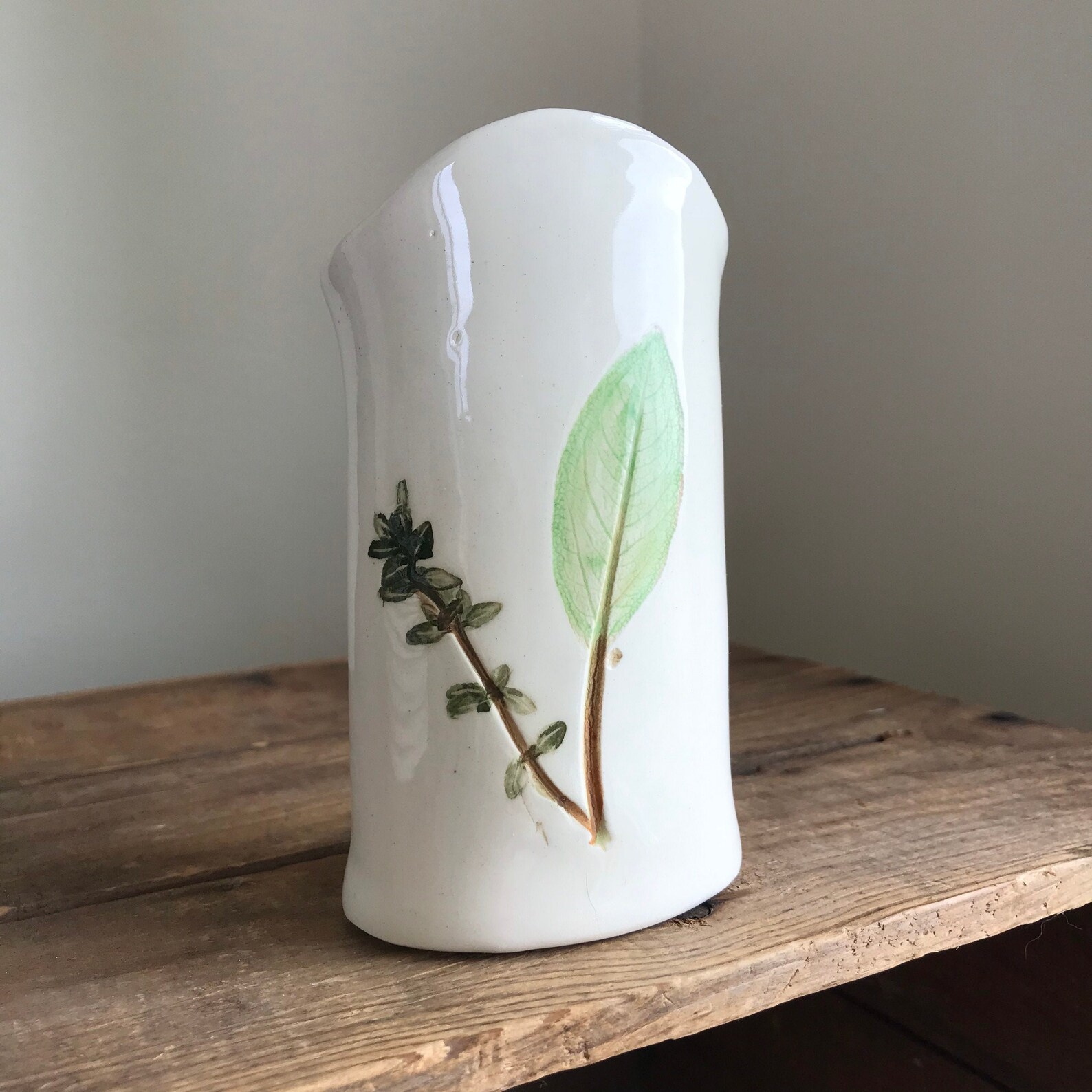 Herb Garden Vase Sage Pottery Vase Herb Vase Herb Etsy