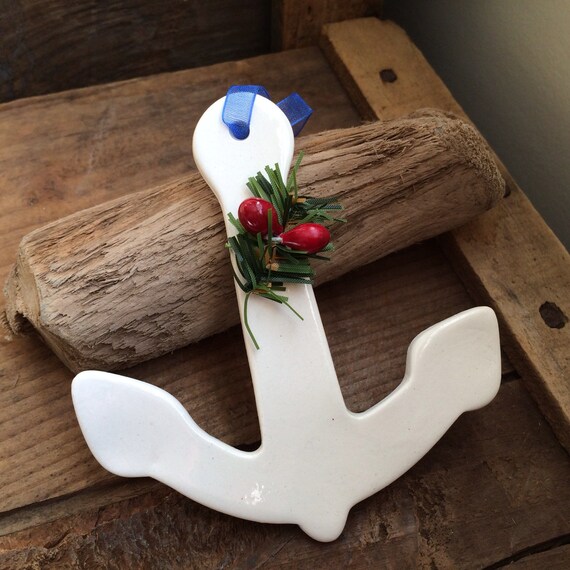 Anchor Ornament Nautical Ornament Coastal Ornament Navy Etsy