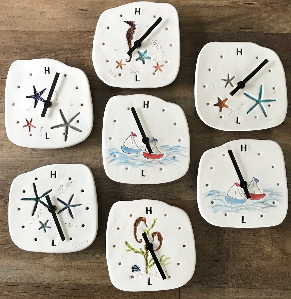 Tide Clocks Ceramic Tide Clock Sailboat Tide Clock Beach Etsy