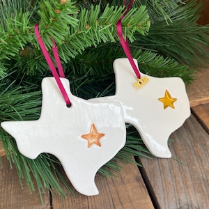 Ceramic Texas Christmas Ornament, eco-friendly 2025 Christmas Ornaments