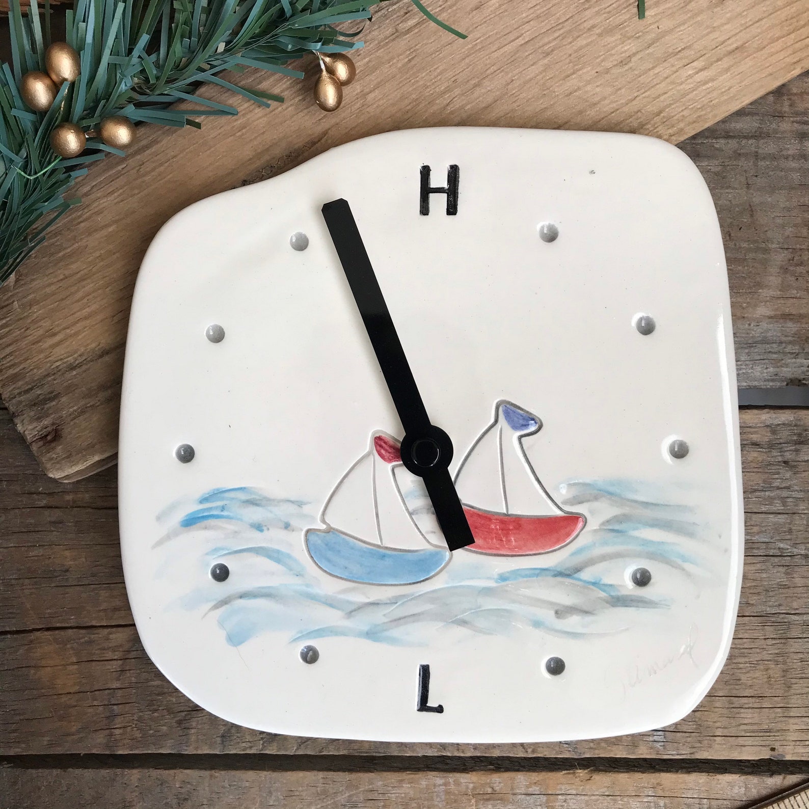 Tide Clocks Ceramic Tide Clock Sailboat Tide Clock Beach Etsy