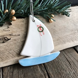 Sailboat Ornament, nautical SAILBOAT Christmas Ornaments, Nautical Ornament, Coastal Christmas decor, eco-friendly beach ornament