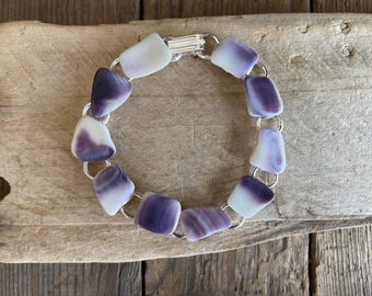 Handmade Wampum Bracelet : Polished Quahog Shells, Buzzard’s Bay Jewelry
