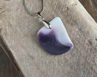 Handmade Wampum Necklace : Polished Quahog Shell Jewelry, Martha's Vineyard Gift