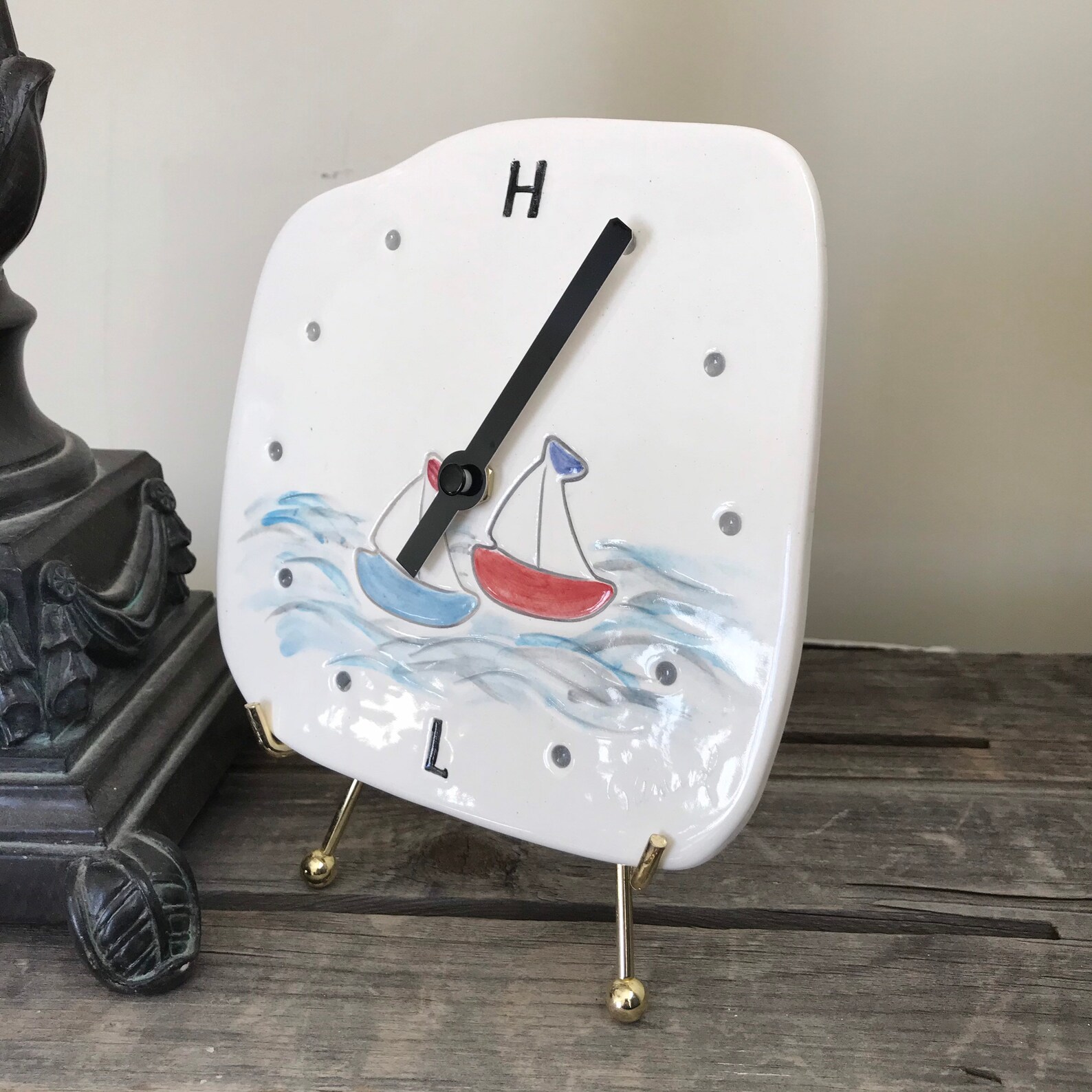 Tide Clocks Ceramic Tide Clock Sailboat Tide Clock Beach Etsy