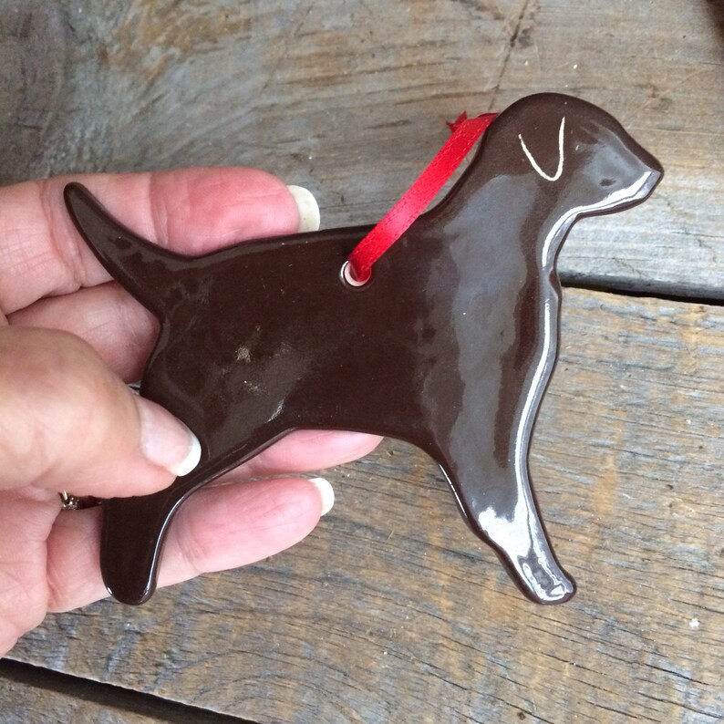 Chocolate Lab Ornament : Handmade Labrador Gifts, Silver Labs, 2026 ornaments, Dark Chocolate
