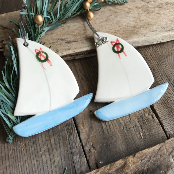 Red Sailboat Ornament